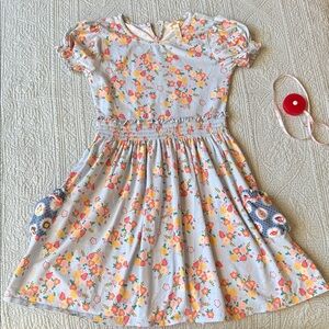 Floral Kids Dress with Orange and Pink Accents